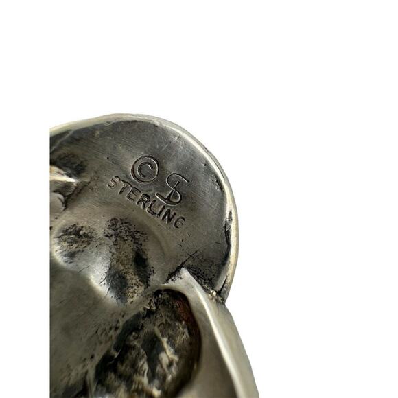 Vintage Sterling Silver 925 Stone Ring Unisex Artisan Design - Picture 9 of 11